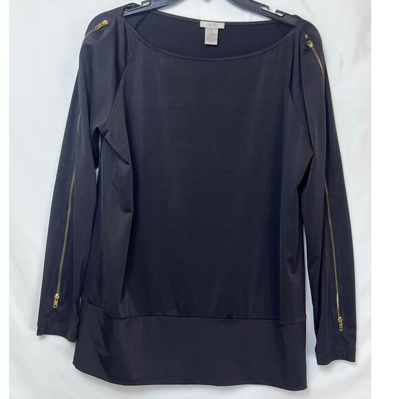 Cache Women's Black Long Sleeve Pullover Top with Gold Zippers - Size M - Picture 1 of 5